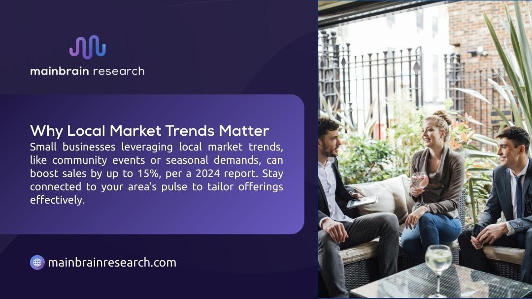 Business professionals discussing local market trends and community events to boost sales and tailor offerings in local areas